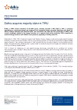 Dalkiaacquires majority stake in TIRUDalkia, a 100% owned subsidiary o