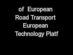 of  European Road Transport European Technology Platf