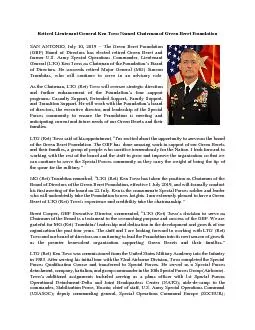 Retired Lieutenant General Ken Tovo Named Chairman of Green Beret Foun