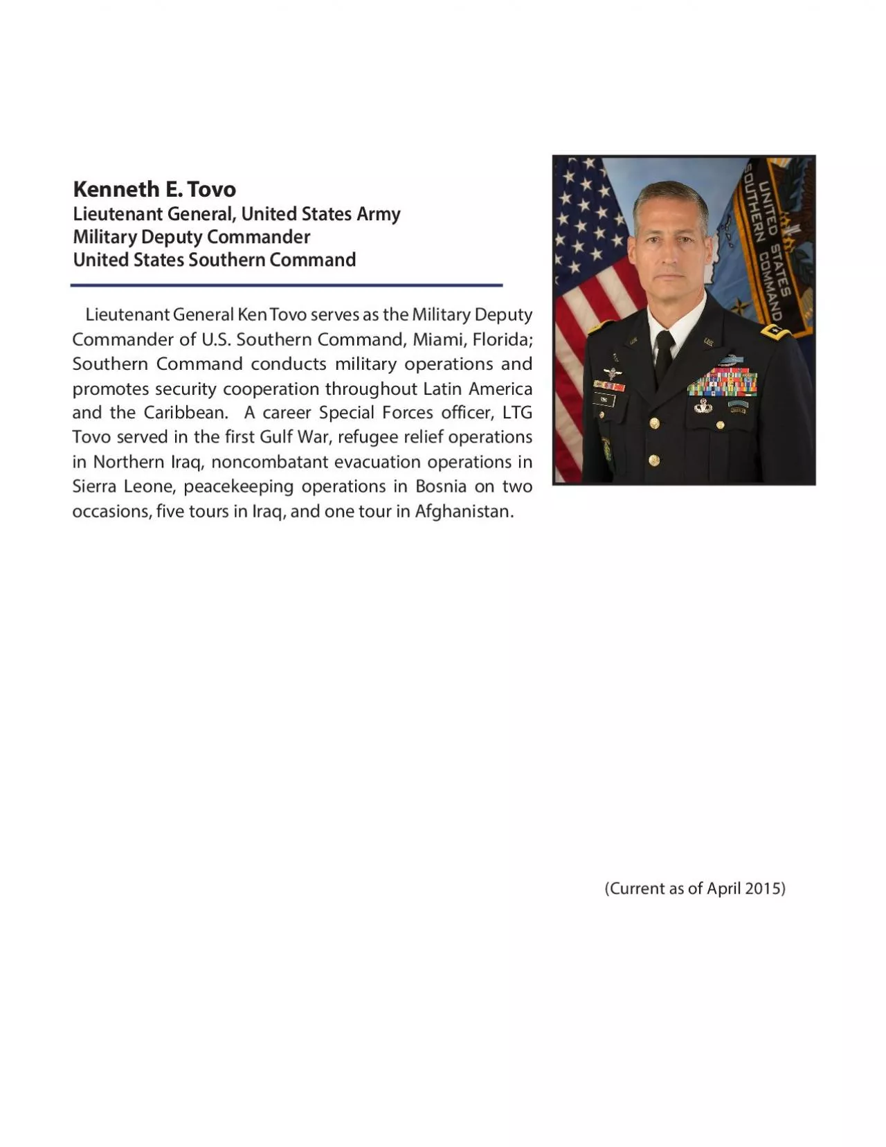 PDF-Kenneth E. TovoLieutenant General, United States Army