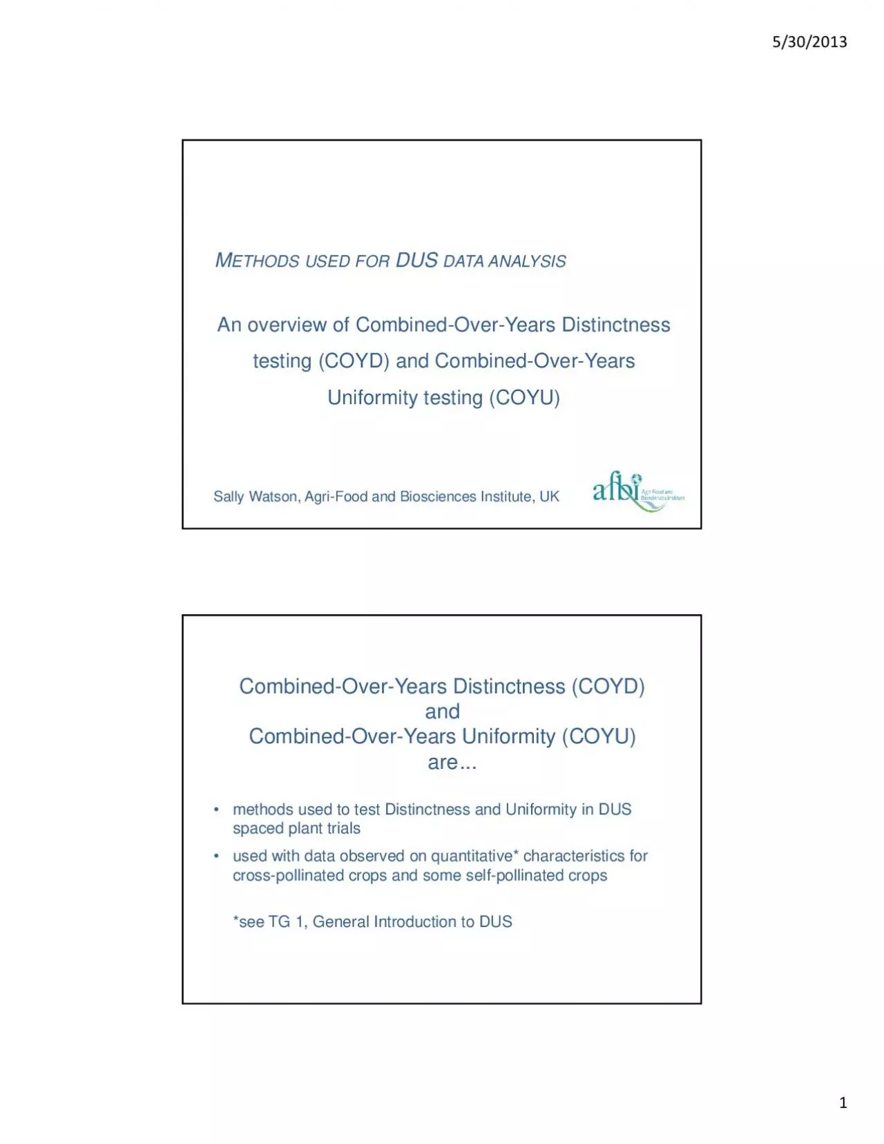 PDF-An overview of Combined-Over-Years Distinctness testing (COYD) and Com