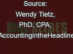 Source: Wendy Tietz, PhD, CPA, CMA, AccountingintheHeadlines.com