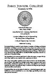 Paris Junior CollegeFounded In 19242400 Clarksville StreetParis, Texas