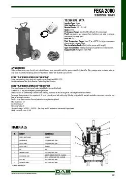 TECHNICAL DATA Impeller Type: VortexNominal Power: Perfomance Range: w