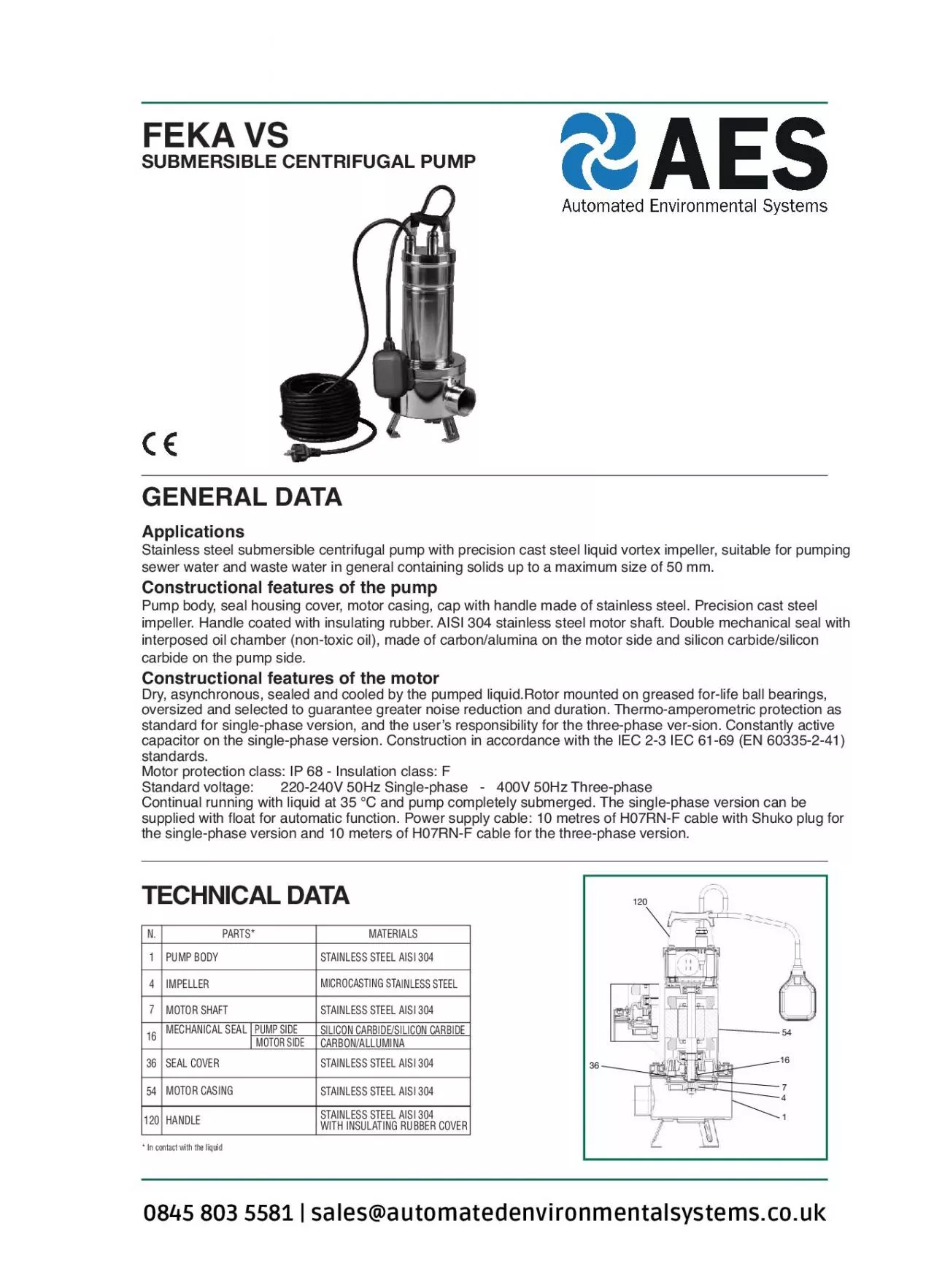 PDF--Operating range: from 0 a 32 m3/h with head up to 14 metres.-Pumped l