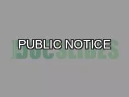 PUBLIC NOTICE