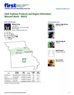 2020 MOCE Soybean Products and Region Information2020 Soybean Products