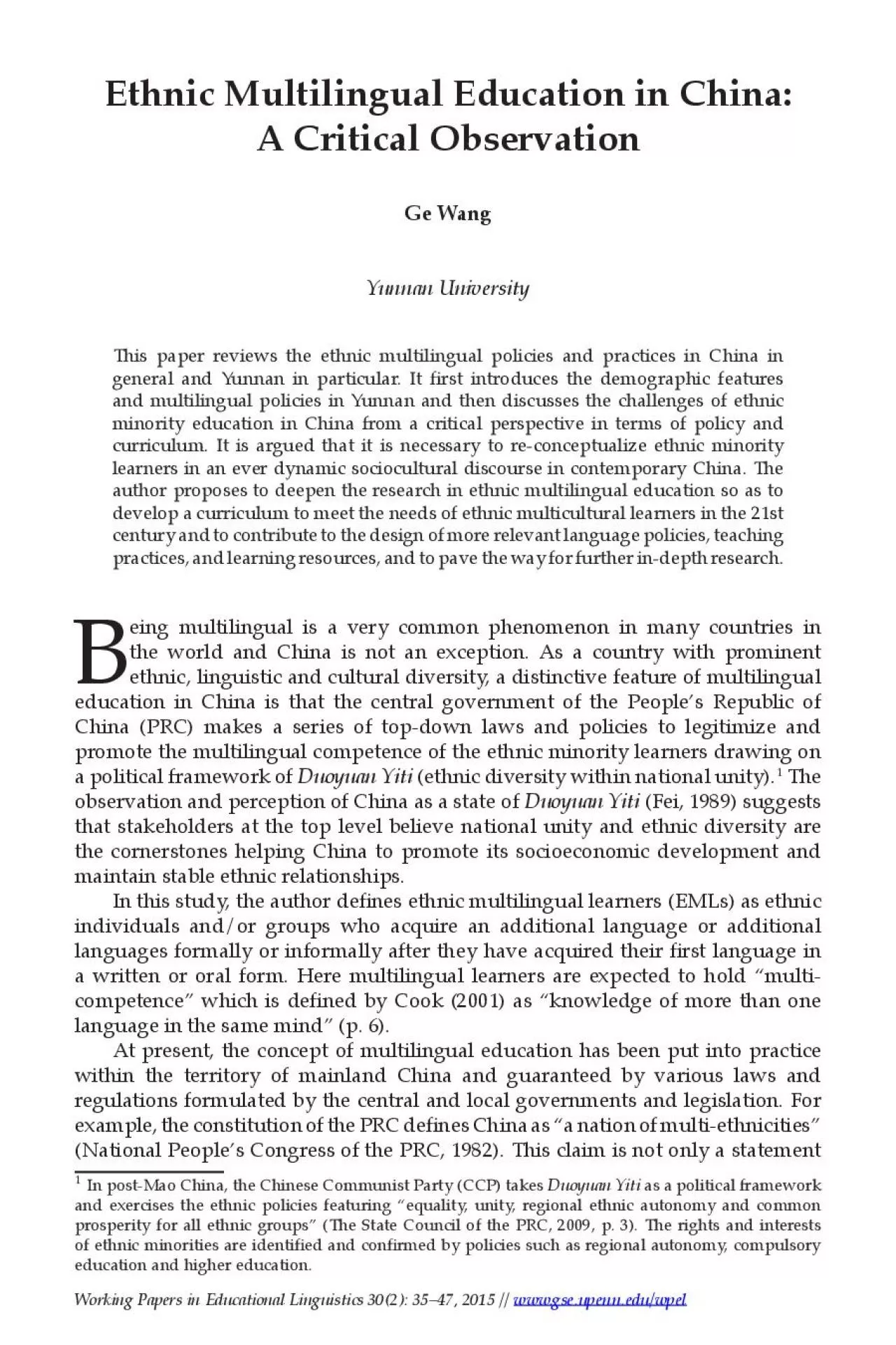 PDF-Working Papers in Educational Linguistics 30(2): 35–47, 2015 //