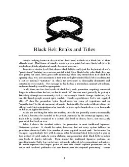 Black Belt Ranks and Titles