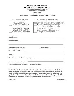 Office of Higher Education 947-1816POSTSECONDARY CAREESCHOOAPPLICATION