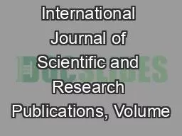 International Journal of Scientific and Research Publications, Volume