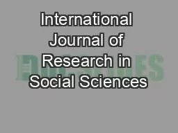 International Journal of Research in Social Sciences