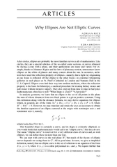 A R T I C L E S Why Ellipses Are Not Elliptic Curves A