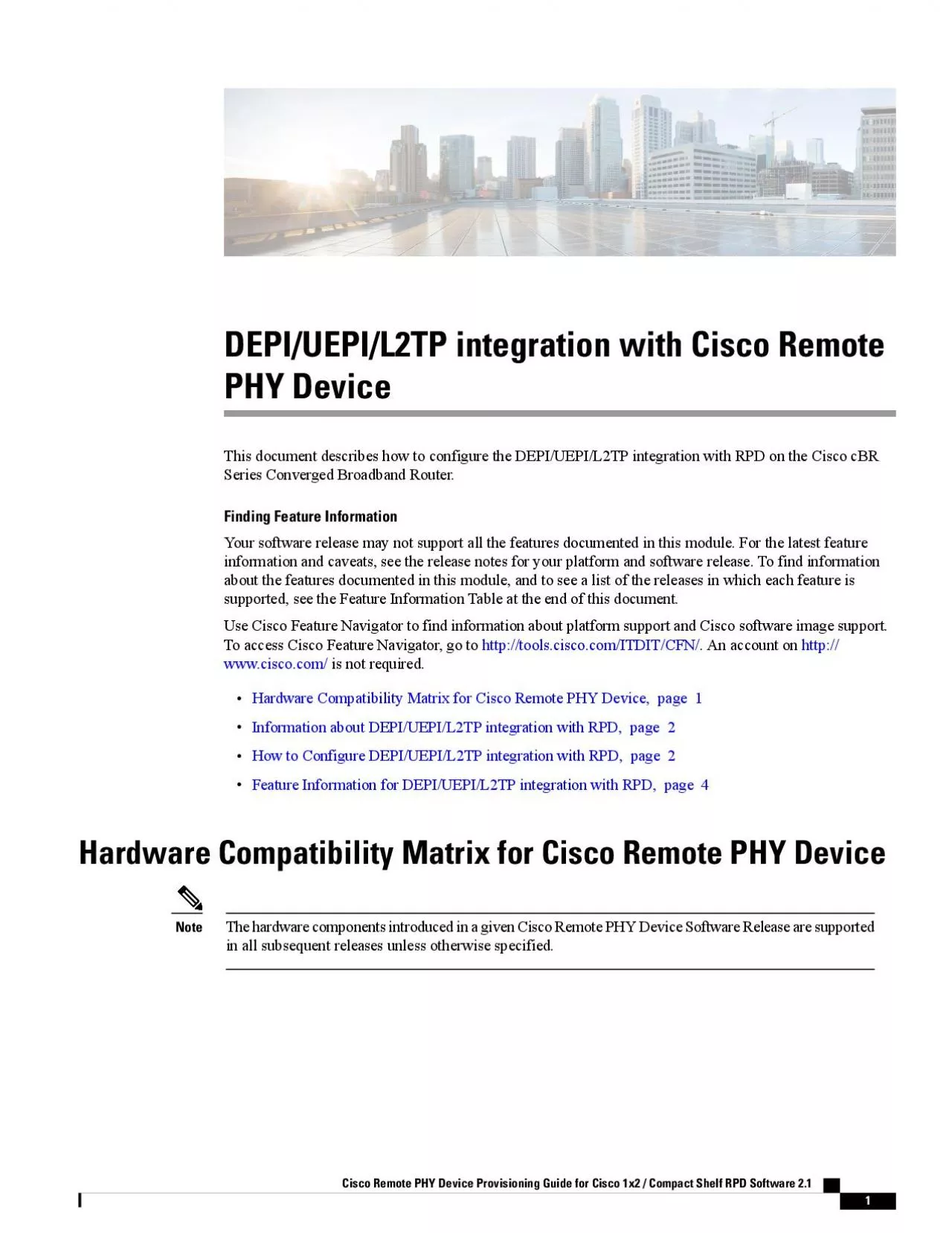 PDF-DEPI/UEPI/L2TP integration with Cisco RemotePHY Device�7�K�L&