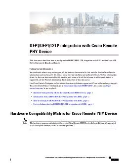 DEPI/UEPI/L2TP integration with Cisco RemotePHY Device�7�K�L&