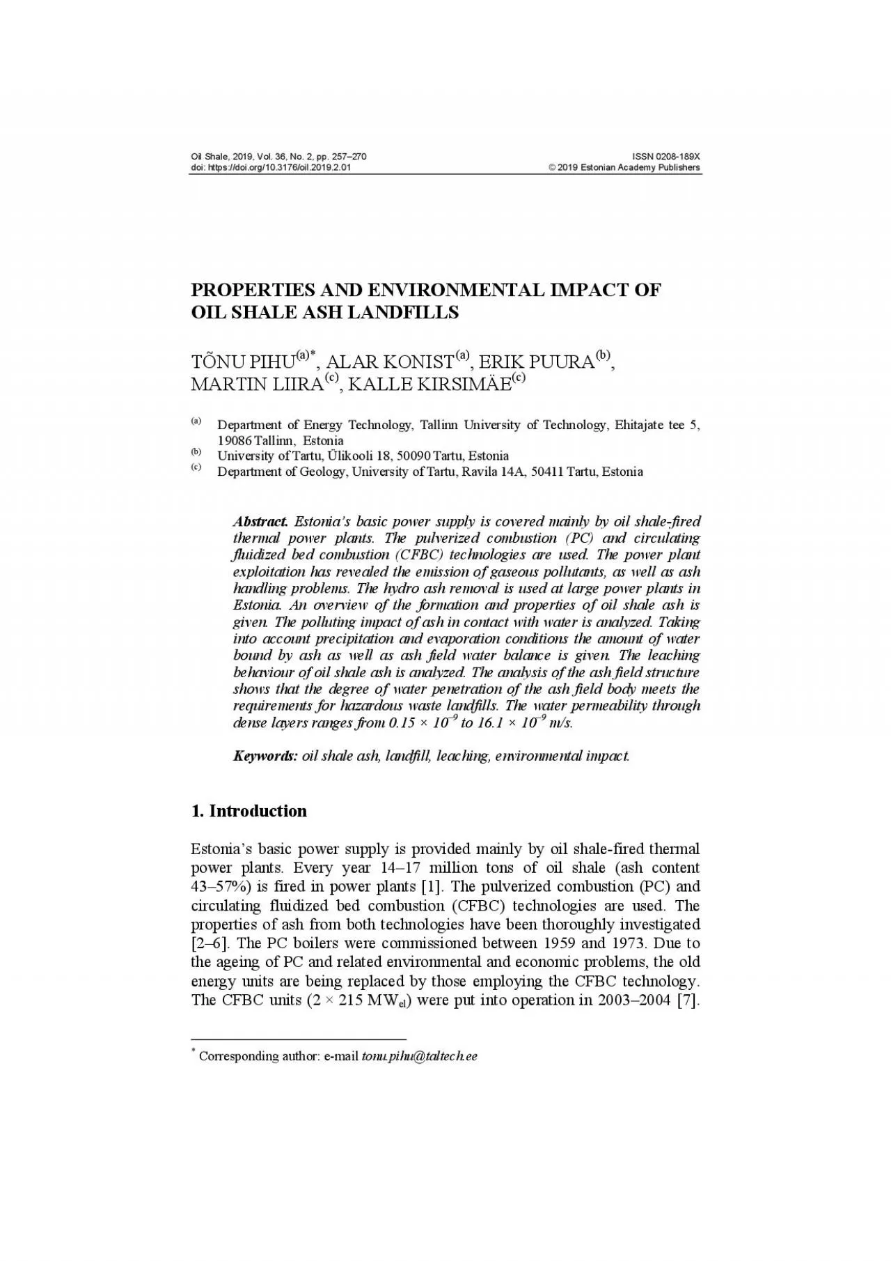 PDF-Oil Shale, 2019, Vol. 36, No. 2, pp. 257