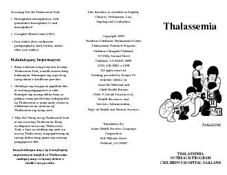 CHILDREN'S HOSPITALOAKLANDScreening Test for Thalassemia Trait