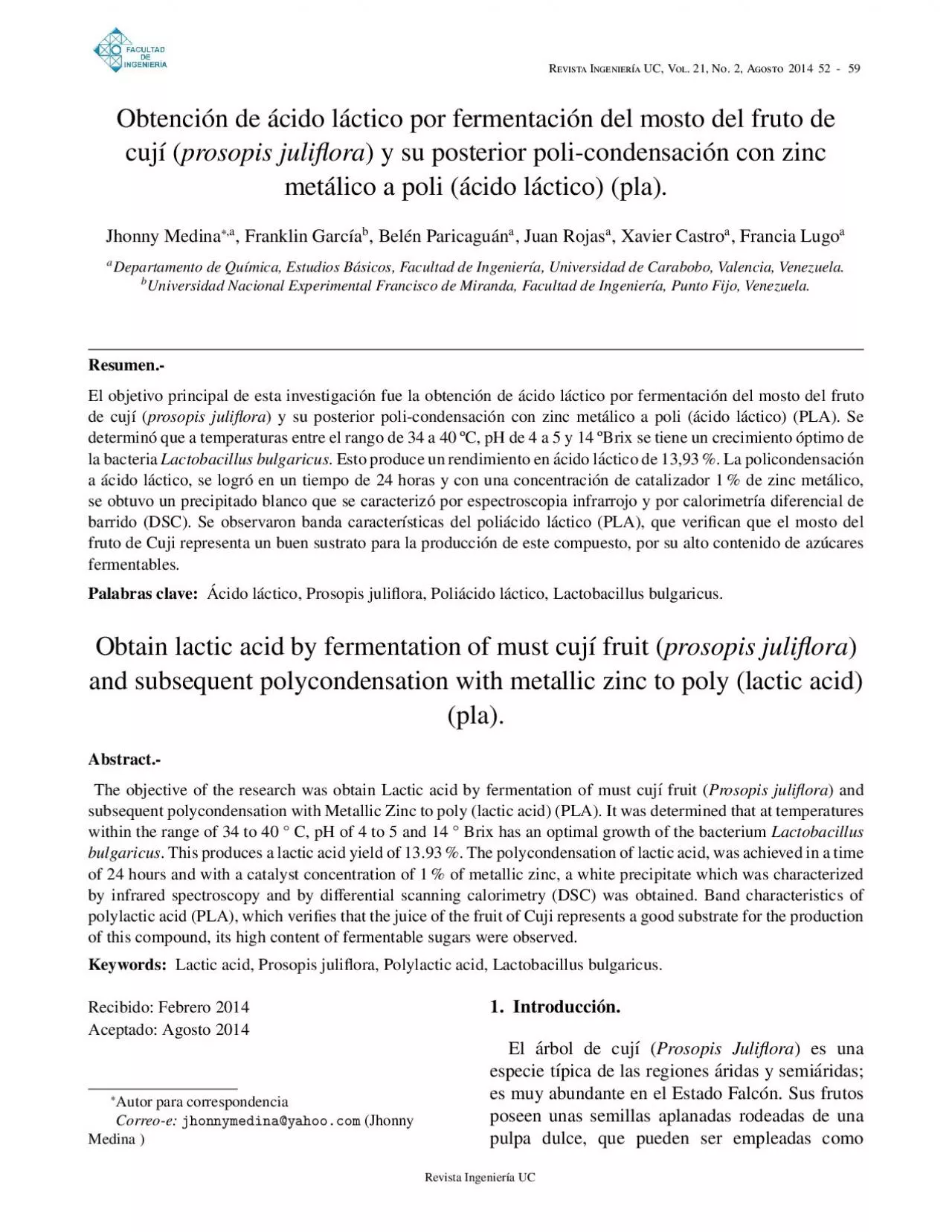 PDF-54J.Medinaetal/RevistaIngenier´aUC,Vol.21,No.2,Agosto2014,52-59m