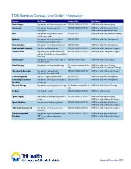 TOSI Services Contact and Order Information (updated December 2019)
..