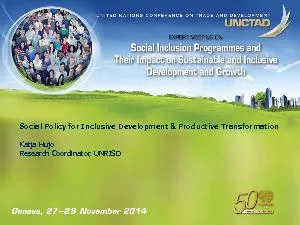 Social Policy for Inclusive Development & Productive Transformation
..