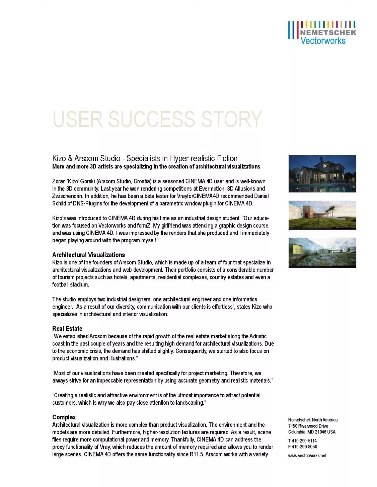 PDF-Nemetschek North AmericaT 410-290-5114www.vectorworks.neUSER SUCCESS S