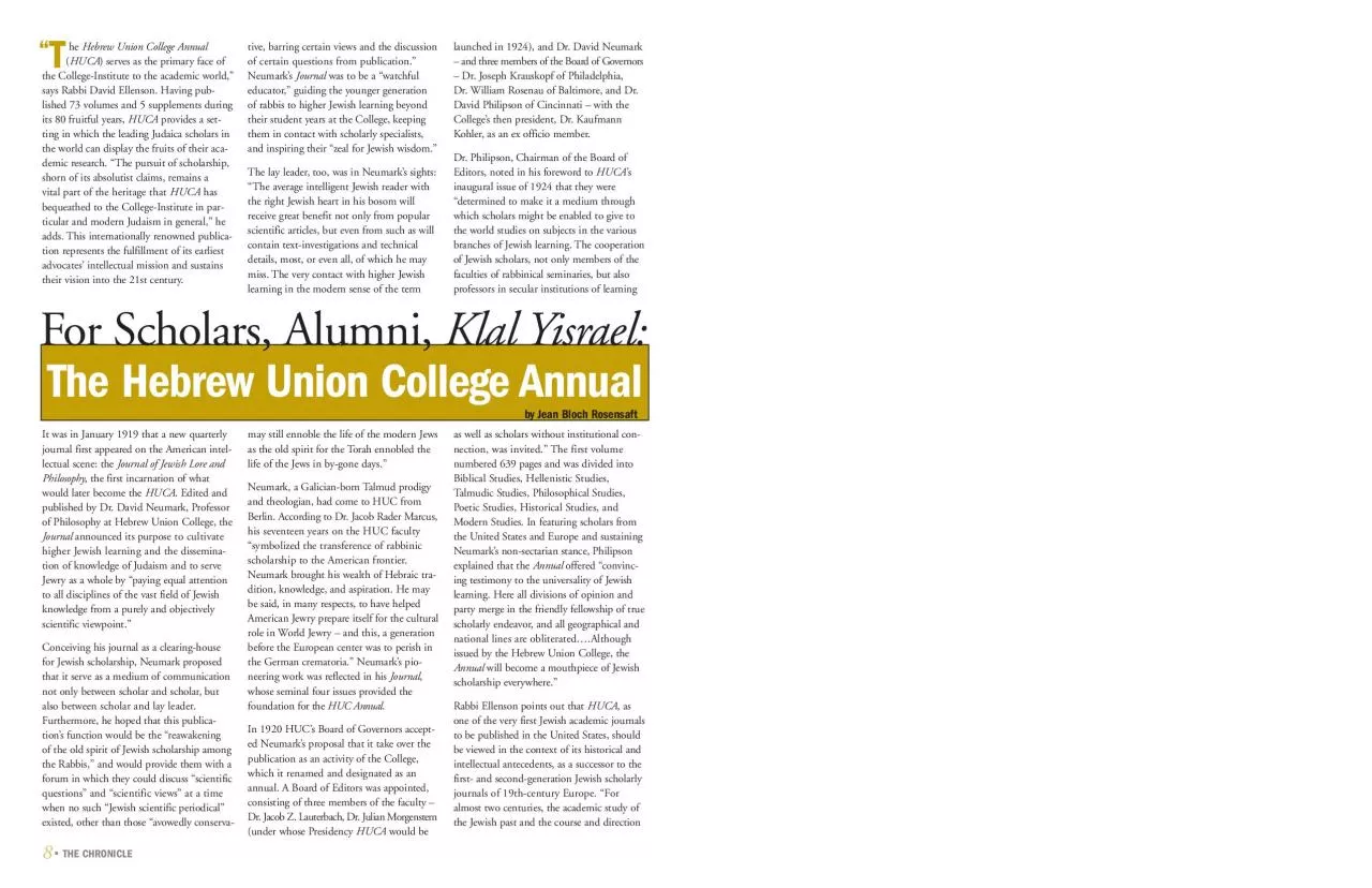 PDF-Hebrew Union College Annual) serves as the primary face ofthe College-