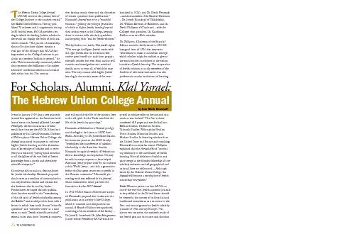 Hebrew Union College Annual) serves as the primary face ofthe College-