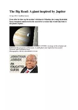 The Big Read: A giant inspired by Jupiter22 Apr 2014 | Jonathan Jansen