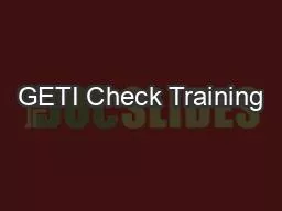GETI Check Training