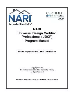 NARIUniversal Design Certified Professional (UDCP)Program ManualUse to