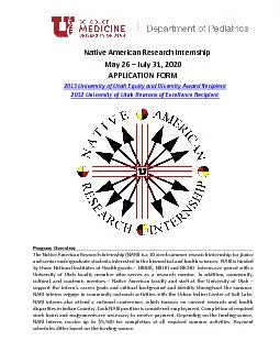 Native American Research InternshipMay 26 – July 31, 2020 APPLICA