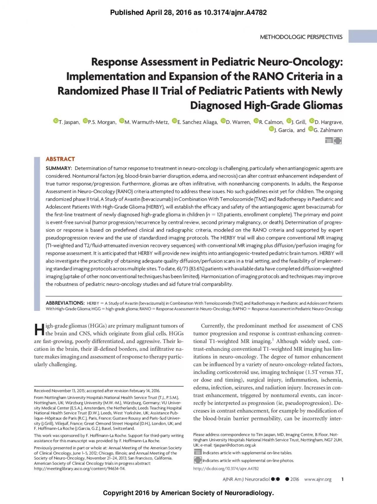 PDF-RANOcriteriaintoquestion.NeuroOncol2014;16:1146–54CrossRefMedline