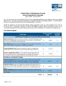 United Way of Washtenaw CountyGrant Investments OverviewJuly 1, 20June