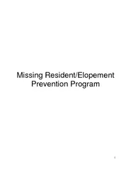 Missing Resident Elopement Prevention Program  Staff T