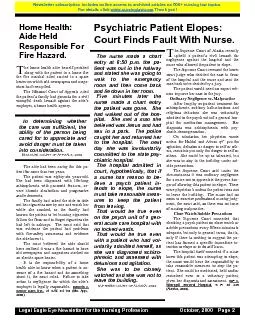 Legal Eagle Eye Newsletter for the Nursing Profession