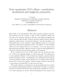 NearequiatomicFeCoalloys:constitution,mechanicalandmagneticproperties.