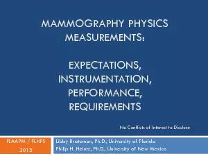 MAMMOGRAPHY PHYSICS