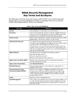 NARA Records Management Key Terms and Acronyms