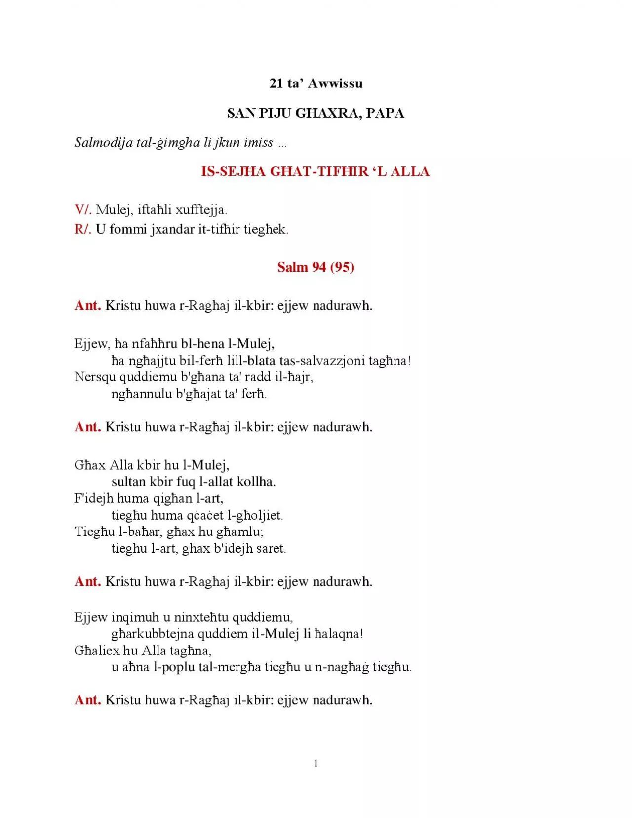 PDF-SAN PIJU GĦAXRA, PAPA