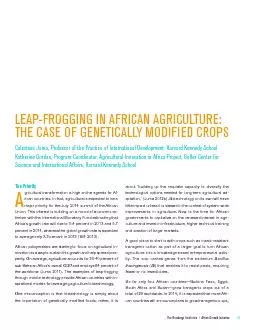 LEAP-FROGGING IN AFRICAN AGRICULTURE: