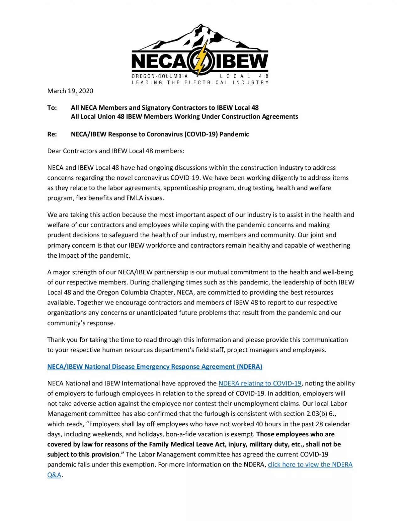 PDF-March 19, 2020To: All NECA Members and Signatory Contractors to IBEW L