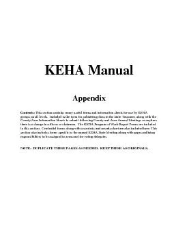 any useful forms and information sheets for use by KEHA groups on all