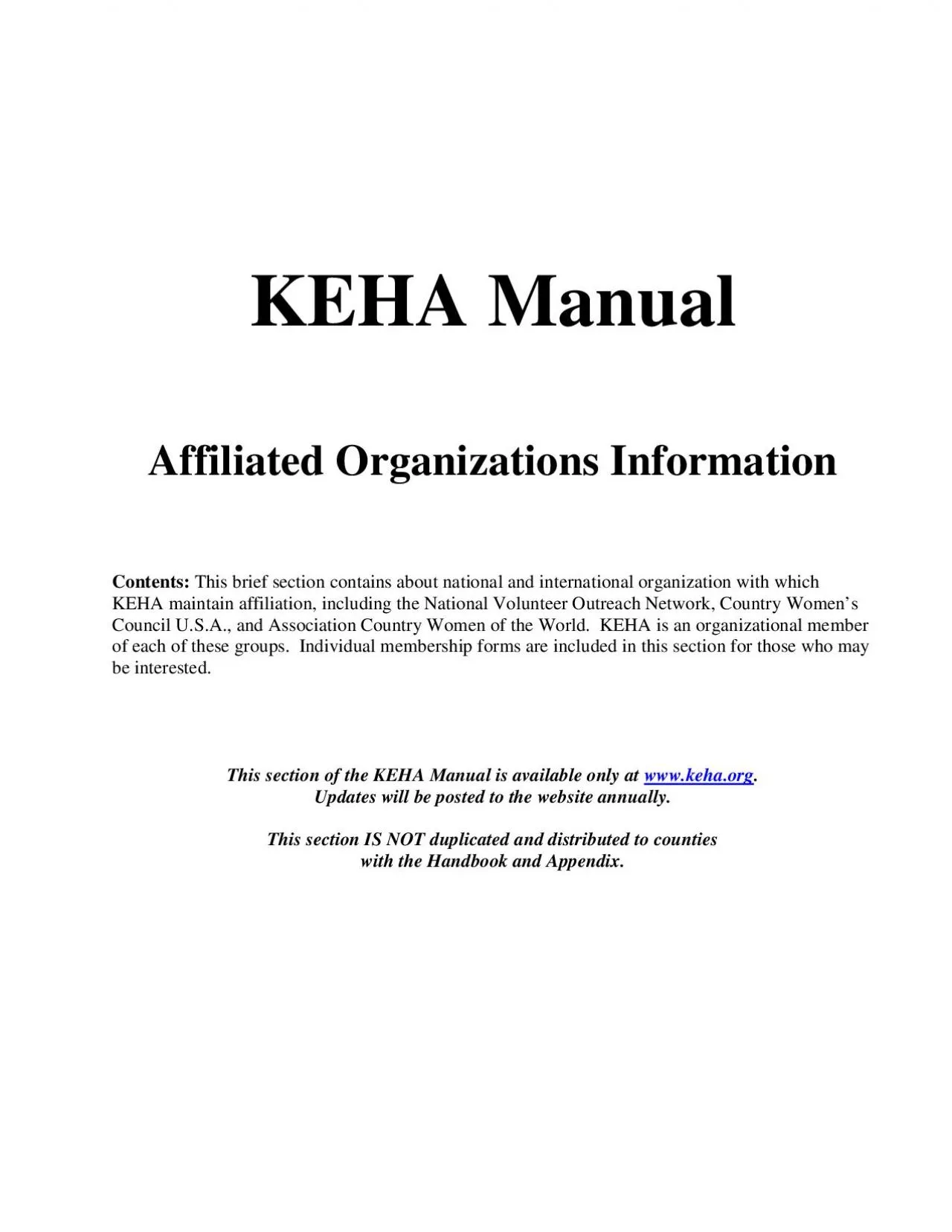 PDF-This brief section contains KEHA maintain affiliation, including the N