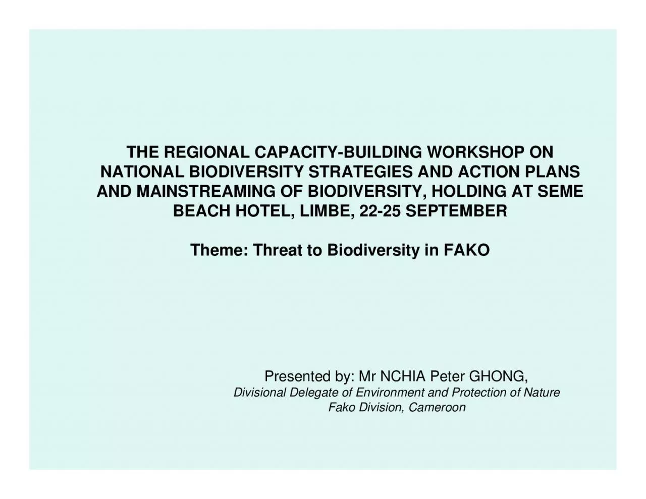 PDF-THE REGIONAL CAPACITY-BUILDING WORKSHOP ON NATIONAL BIODIVERSITY STRAT