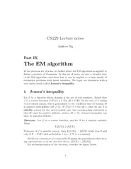 CS Lecture notes Andrew Ng Part IX The EM algorithm In