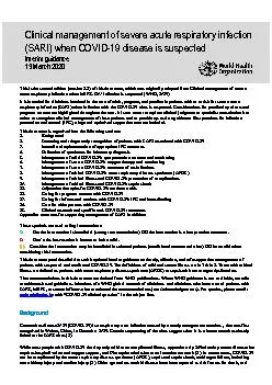 Clinical management of severe acute respiratory infection