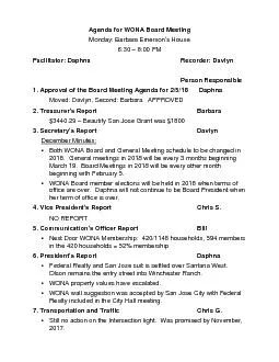 Agenda for WONA Board Meeting