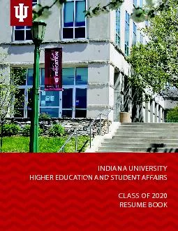 INDIANA UNIVERSITY HIGHER EDUCATION AND STUDENT AFFAIRSCLASS OF RESUME