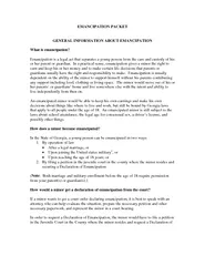 EMANCIPATION PACKET GENERAL INFORMATION ABOUT EMANCIPA
