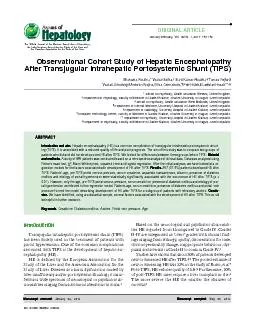 141Observational cohort study of hepatic encephalopathy after TIPS. 
.